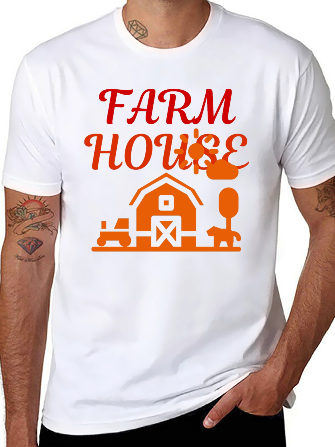 Farm House Graphic Tee - Black Cotton Blend