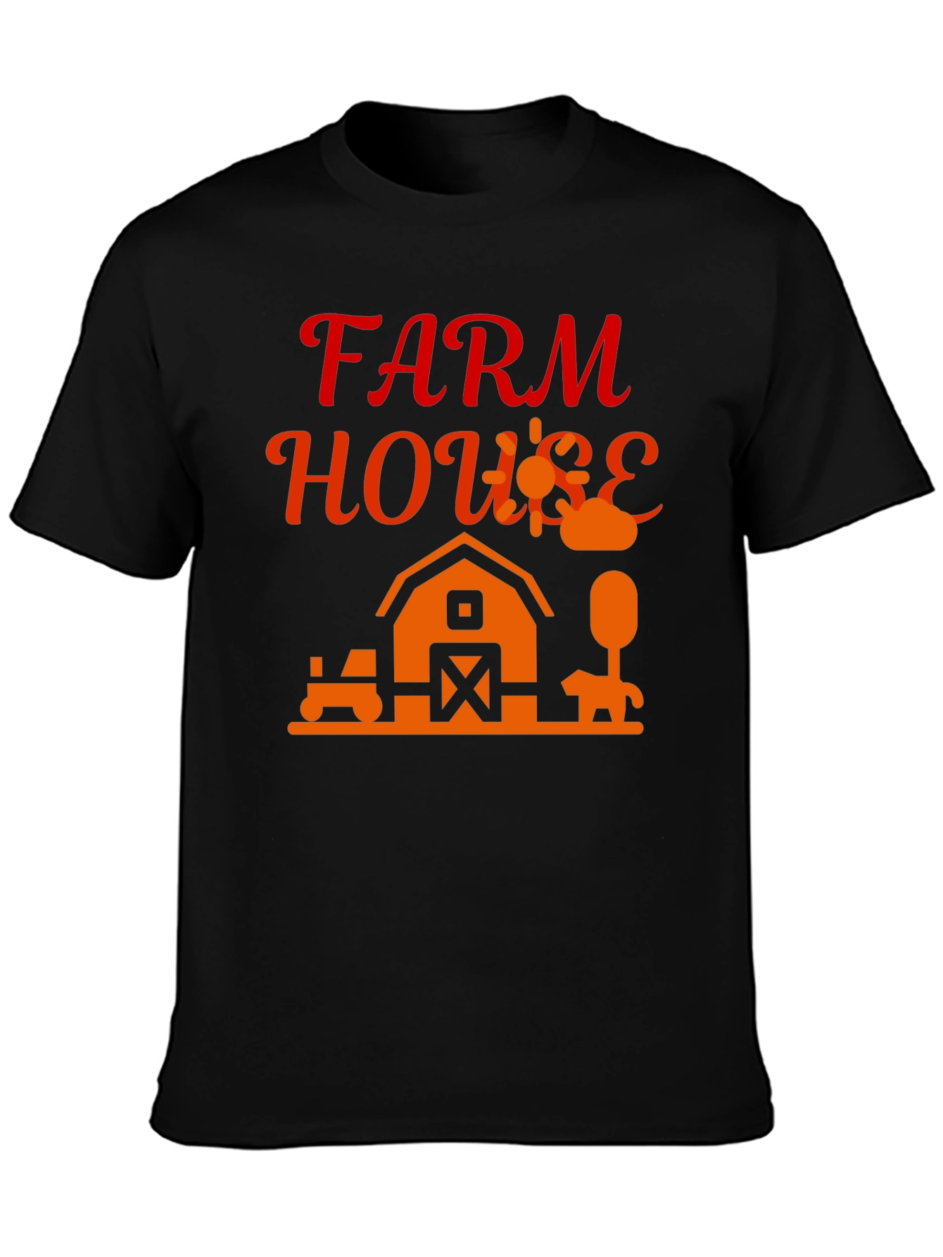 Farm House Graphic Tee - Black Cotton Blend