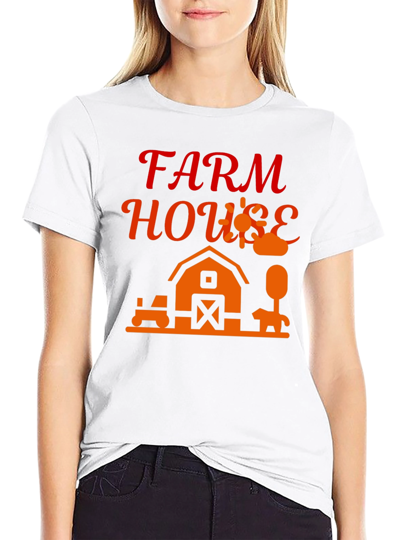 Farm House Graphic Tee - Black Cotton Blend