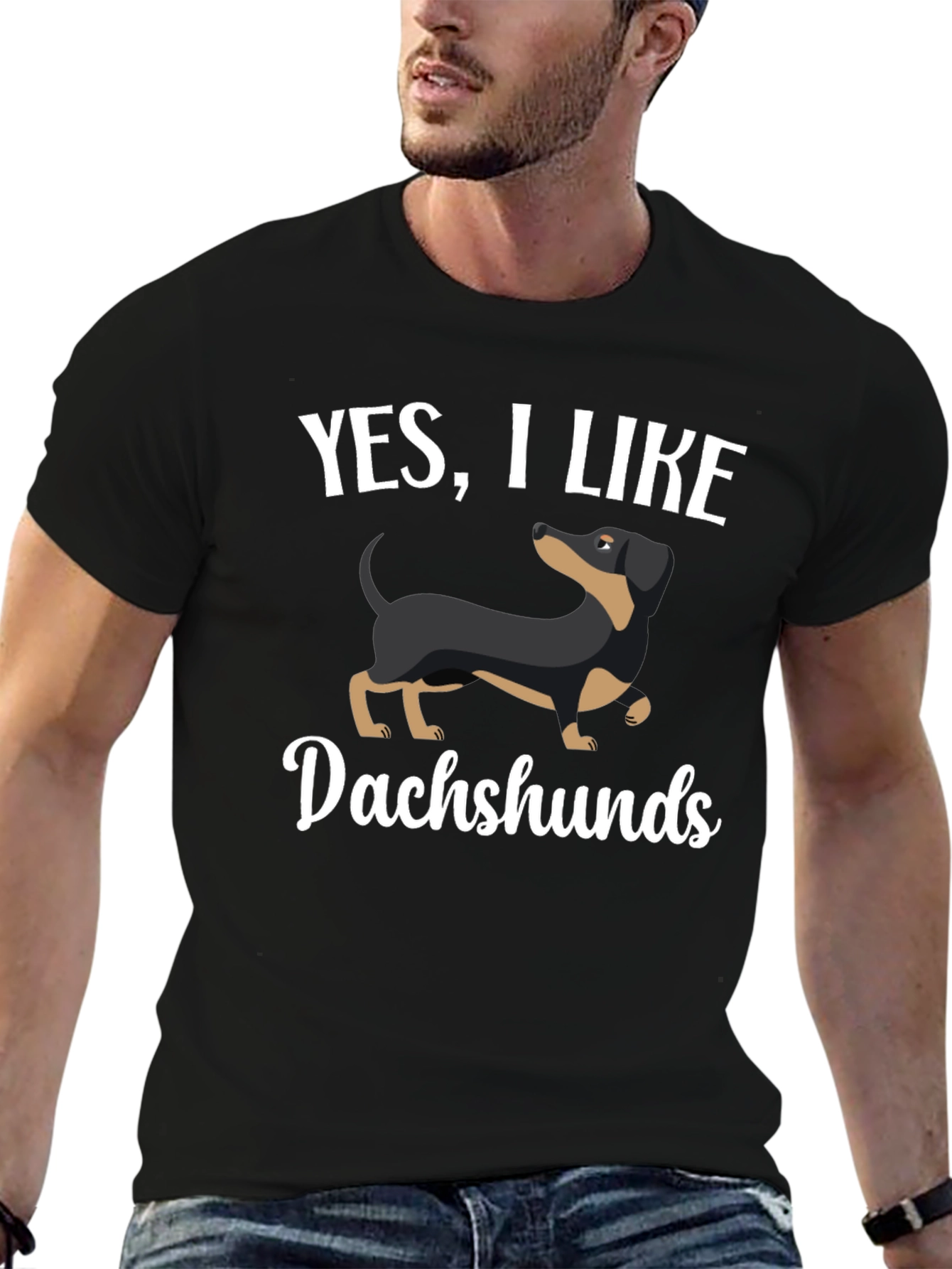 Dachshund Lover Graphic Tee - Black Cotton
