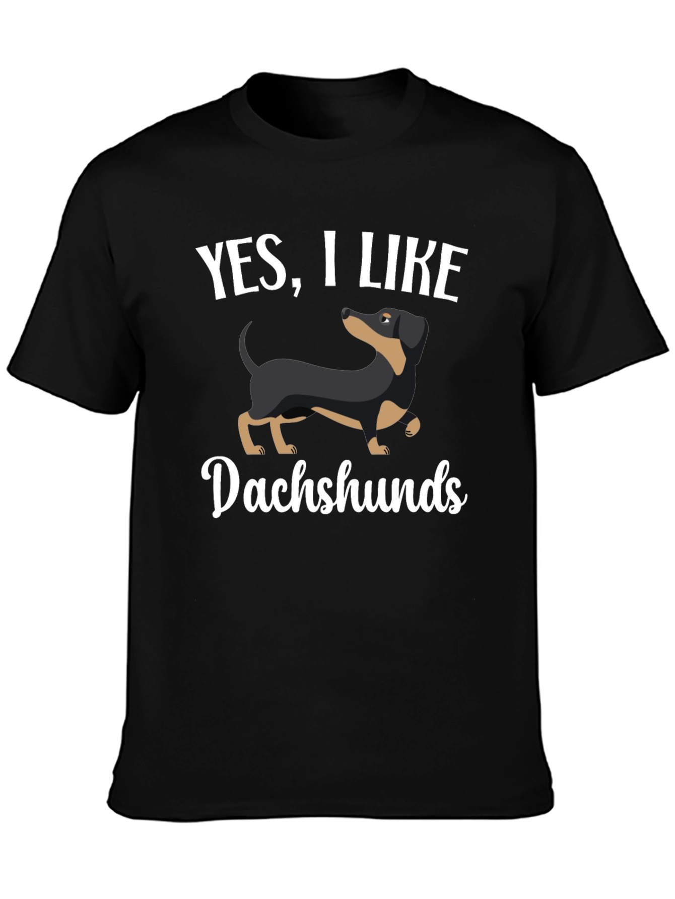 Dachshund Lover Graphic Tee - Black Cotton