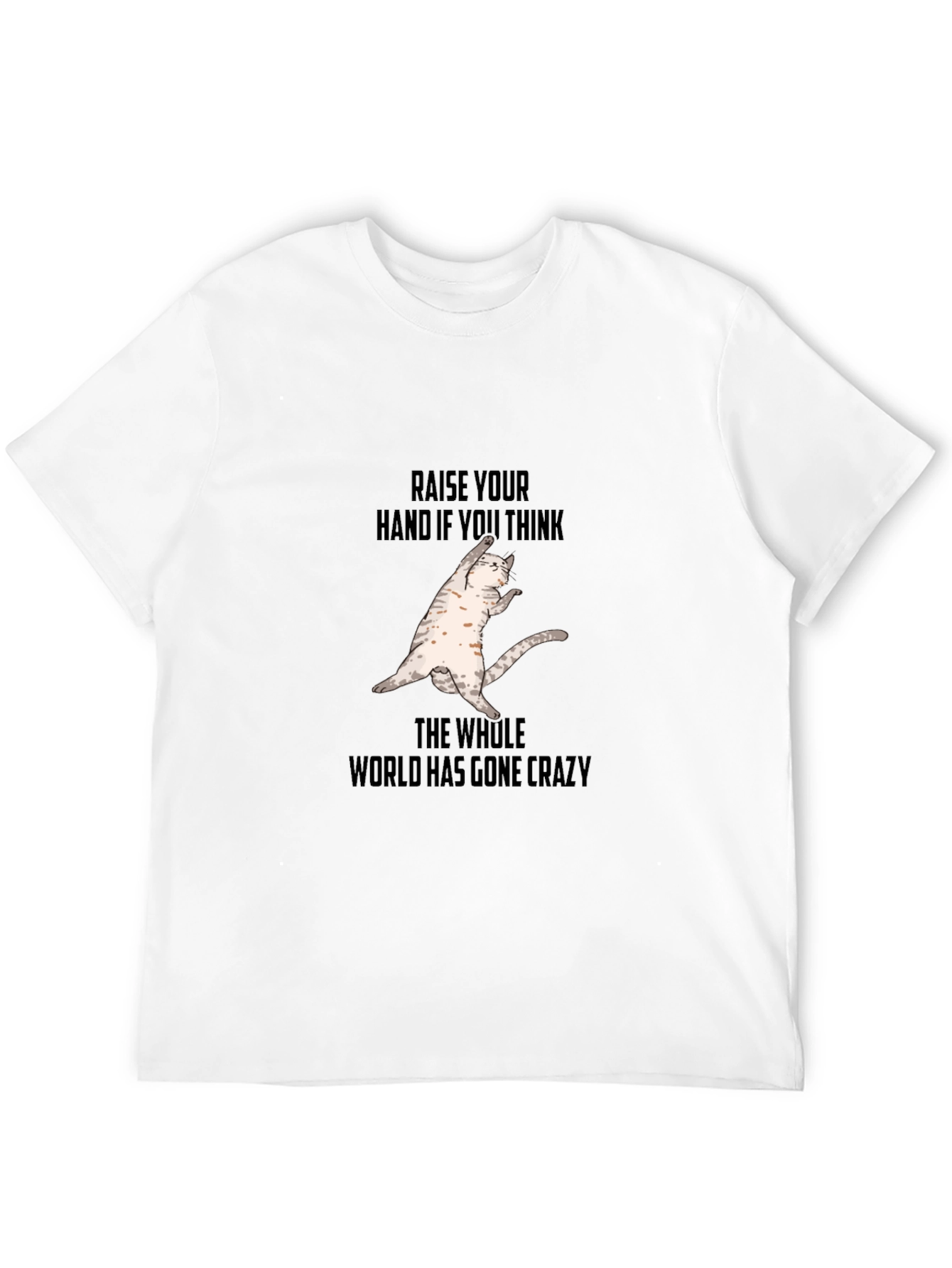 Crazy Cat Graphic T-Shirt - Unisex Black Tee