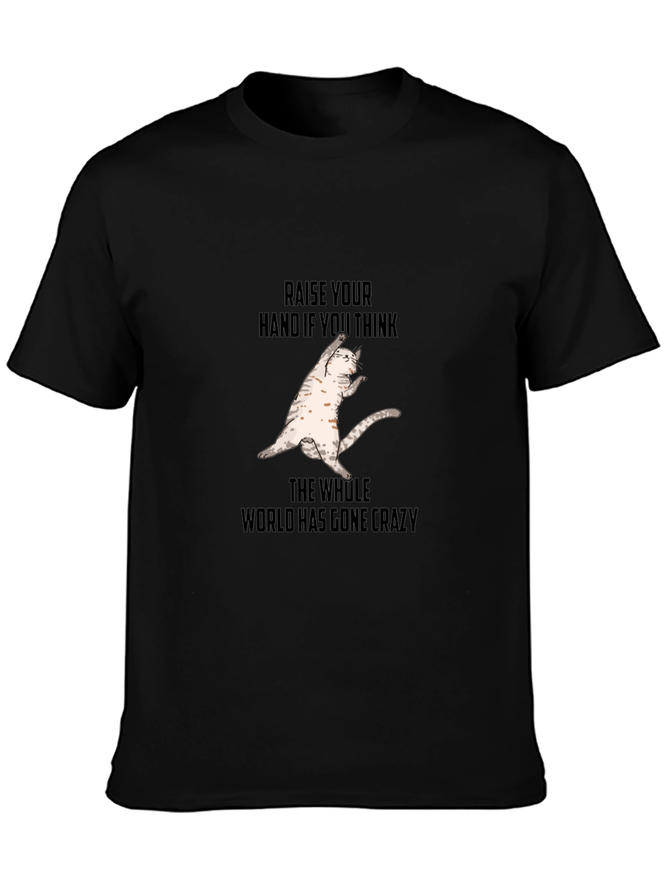 Crazy Cat Graphic T-Shirt - Unisex Black Tee