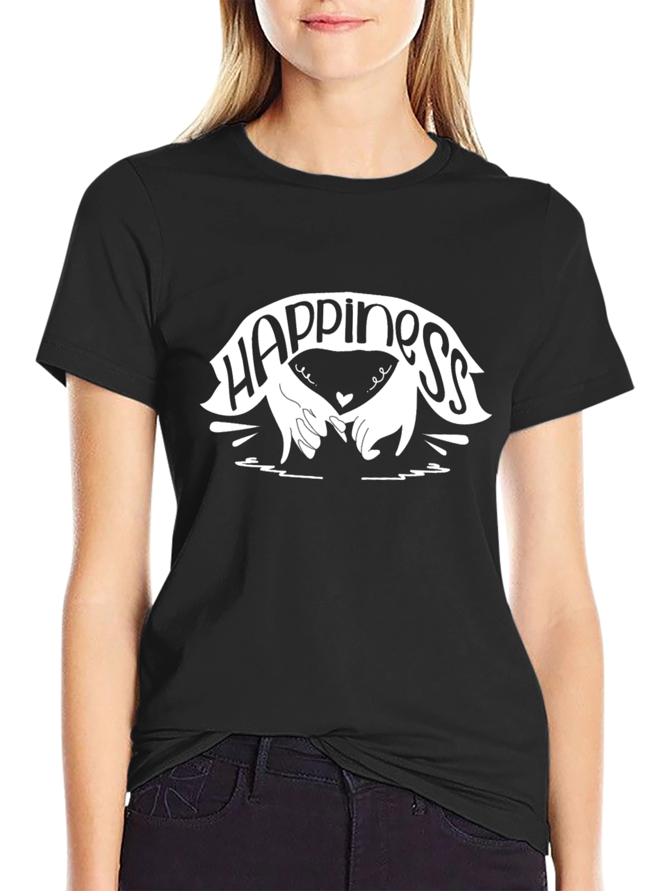 Happiness Graphic Black T-Shirt