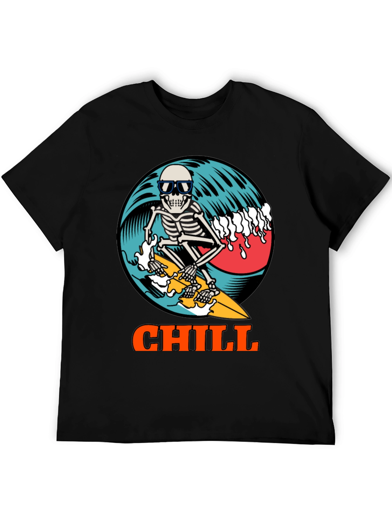 Chill Skeleton Surfer Graphic Tee