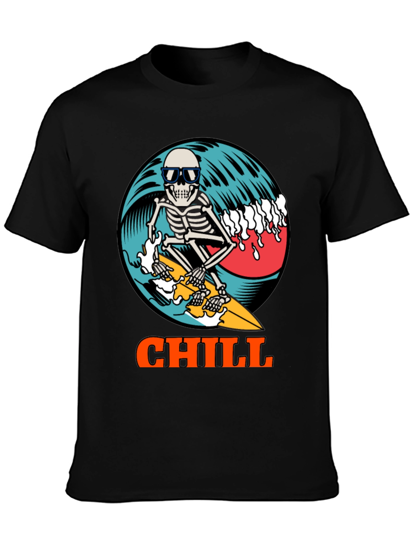 Chill Skeleton Surfer Graphic Tee