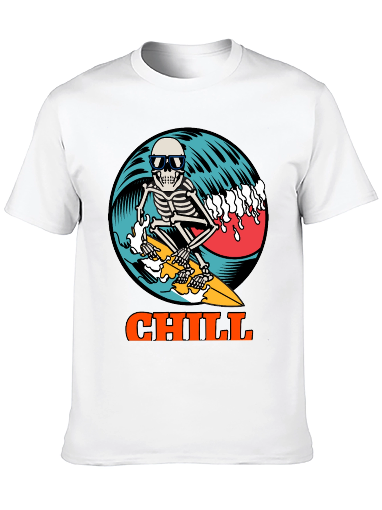 Chill Skeleton Surfer Graphic Tee
