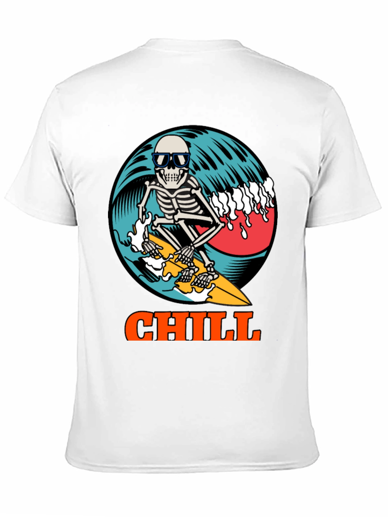 Chill Skeleton Surfer Graphic Tee