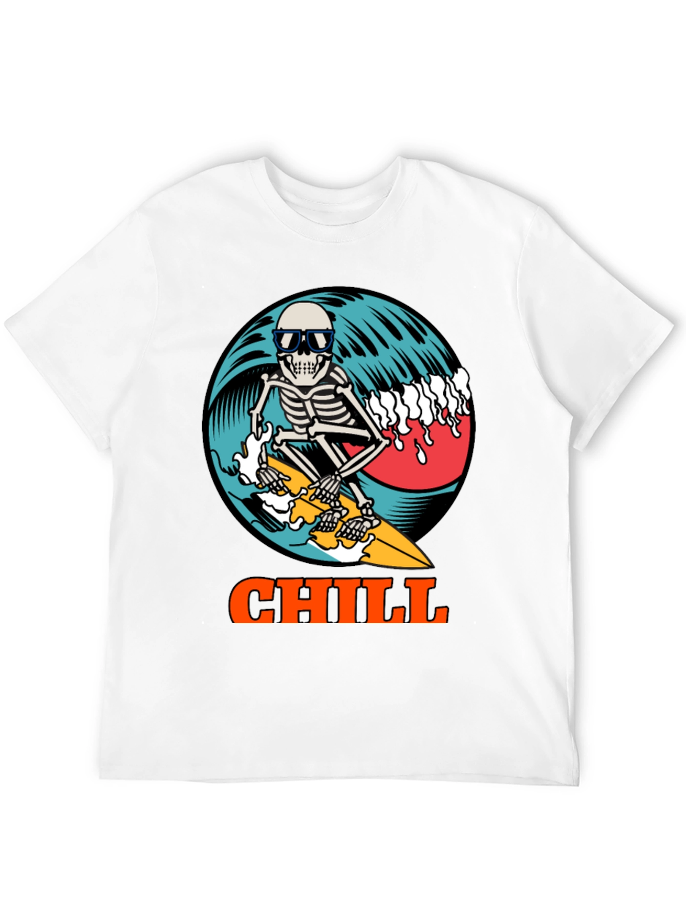 Chill Skeleton Surfer Graphic Tee