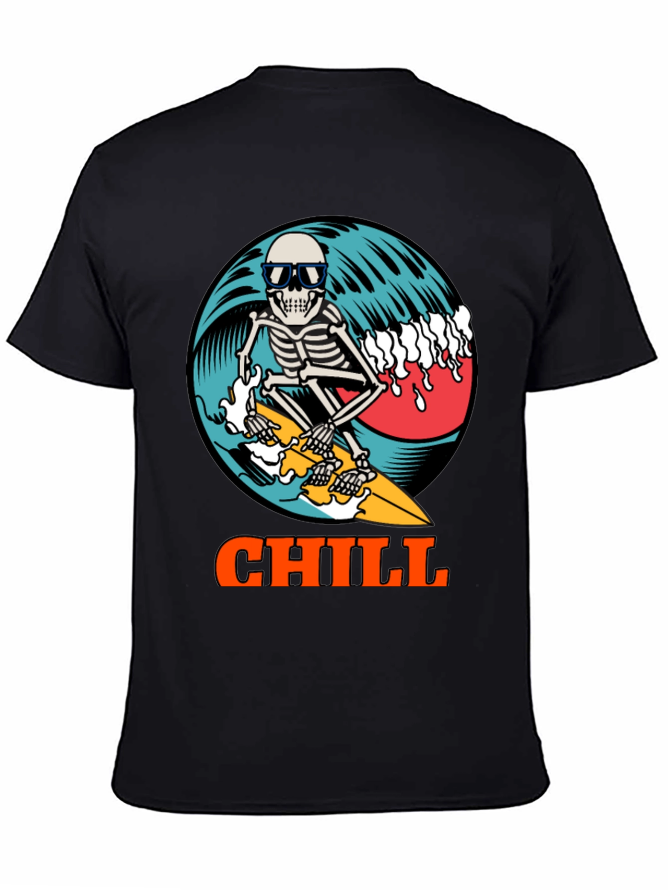 Chill Skeleton Surfer Graphic Tee