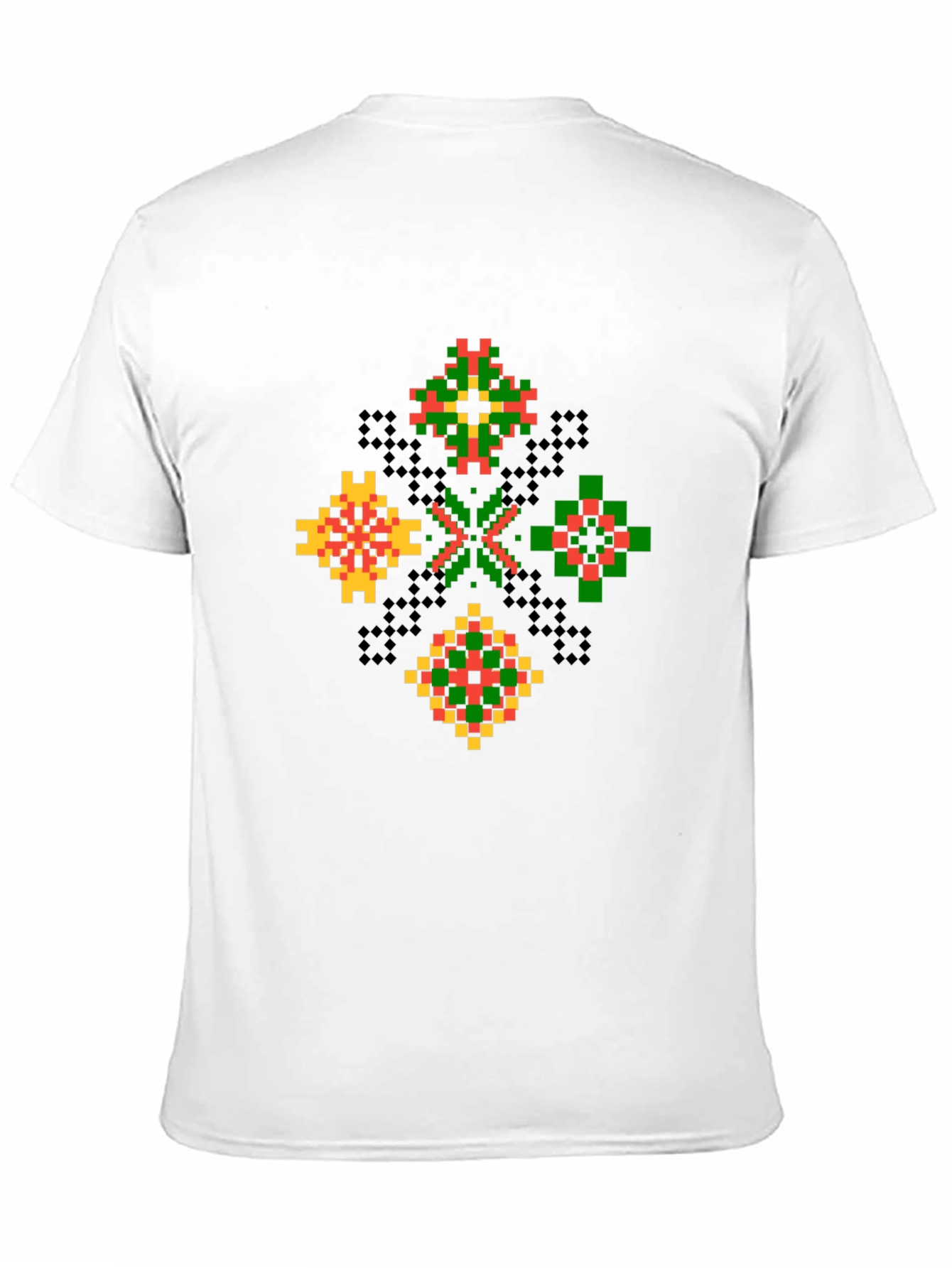Geometric Pixel Art T-Shirt - Black