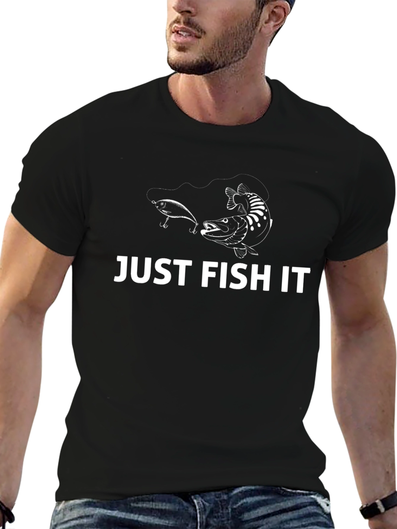 Just Fish It T-Shirt - Black Cotton Fishing Tee