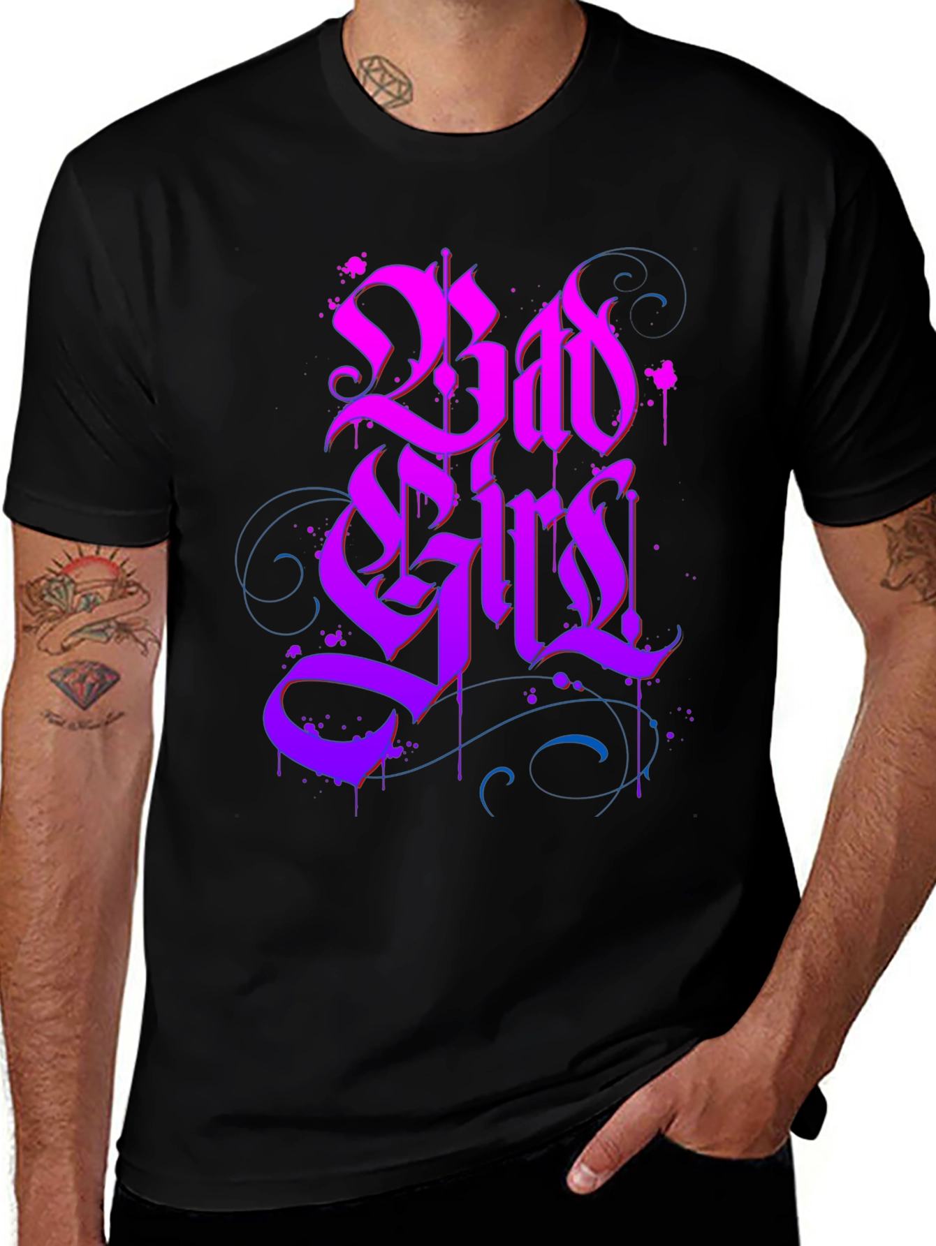 Bad Girls Gothic Style Black Graphic Tee