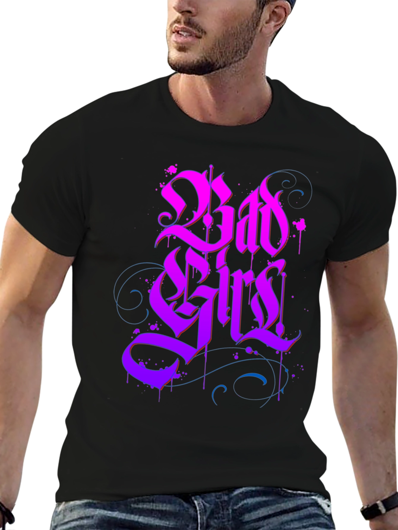 Bad Girls Gothic Style Black Graphic Tee