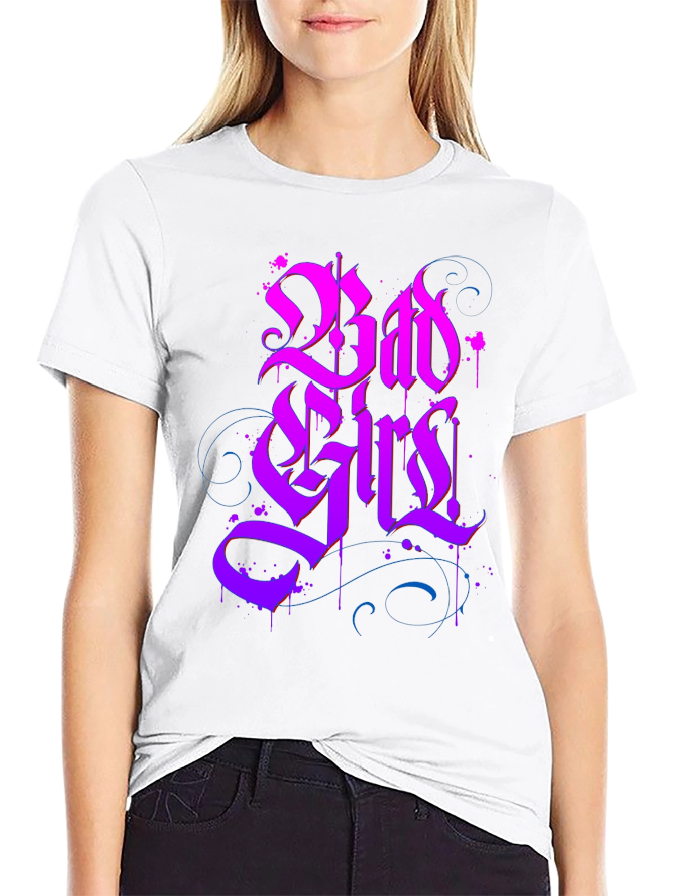 Bad Girls Gothic Style Black Graphic Tee