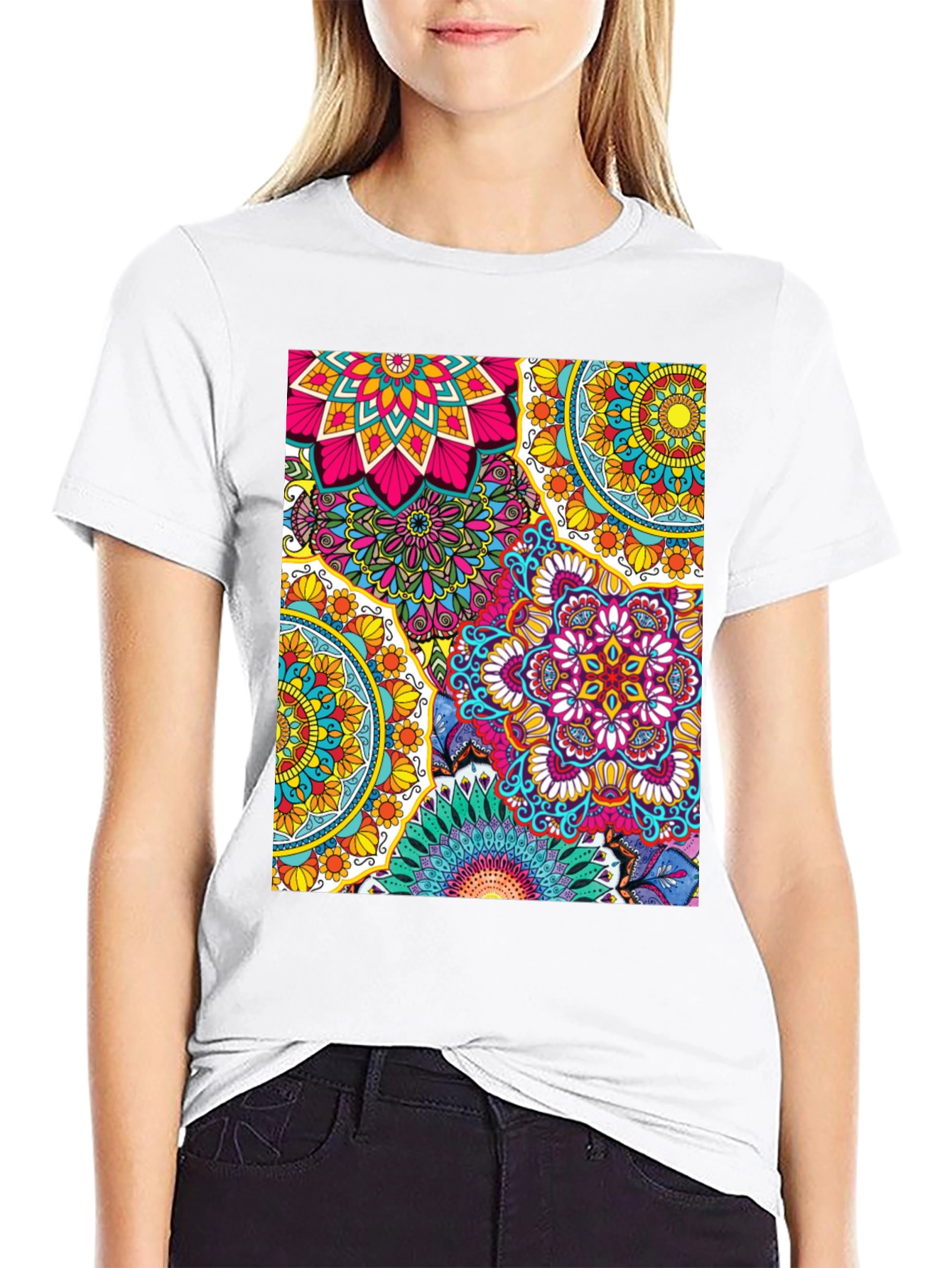 Vibrant Mandala Graphic Print T-Shirt - Casual & Stylish