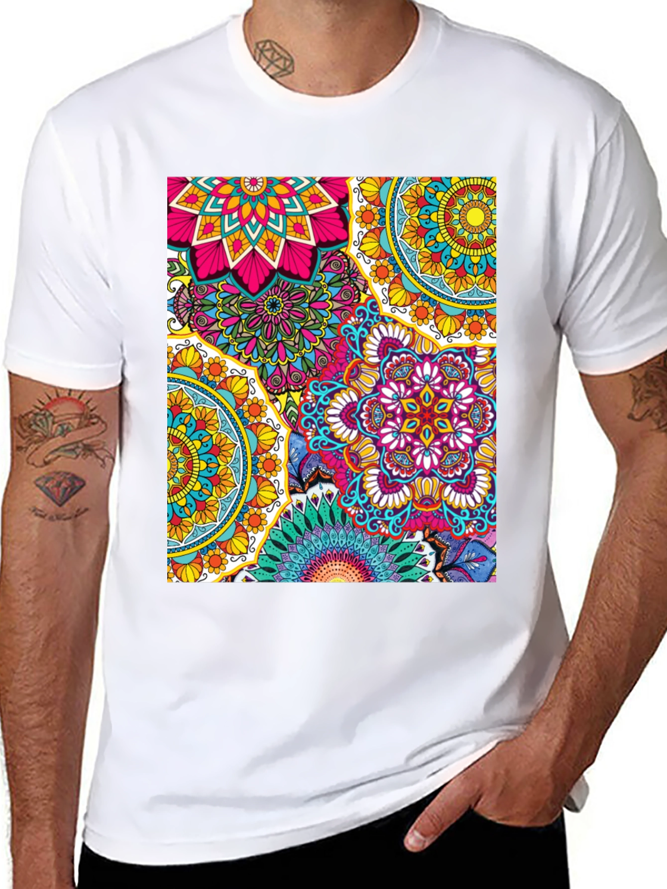 Vibrant Mandala Graphic Print T-Shirt - Casual & Stylish