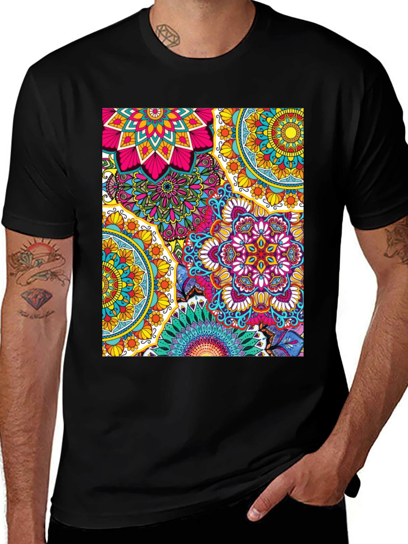 Vibrant Mandala Graphic Print T-Shirt - Casual & Stylish