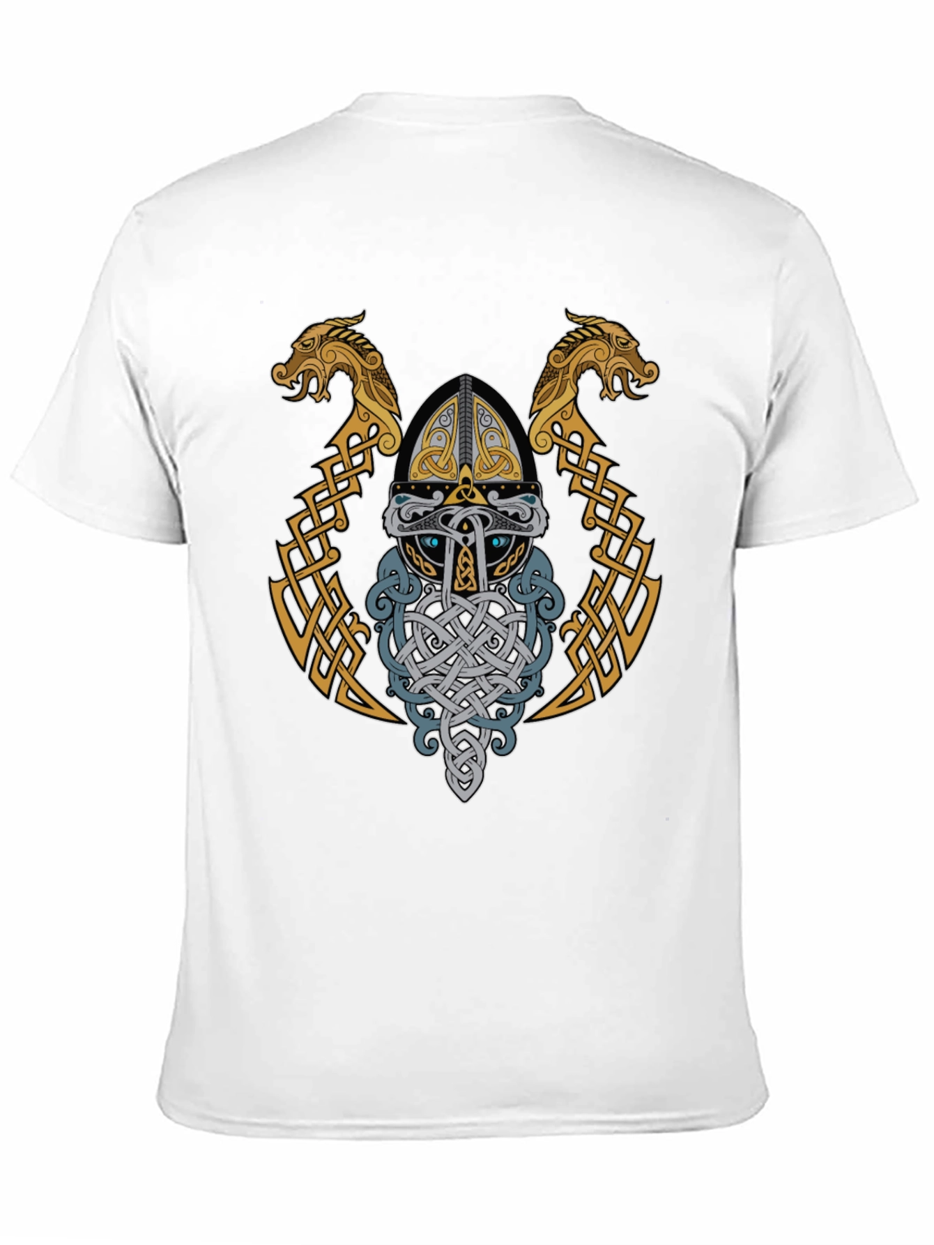 Viking Helmet Graphic T-Shirt - Norse Mythology Art