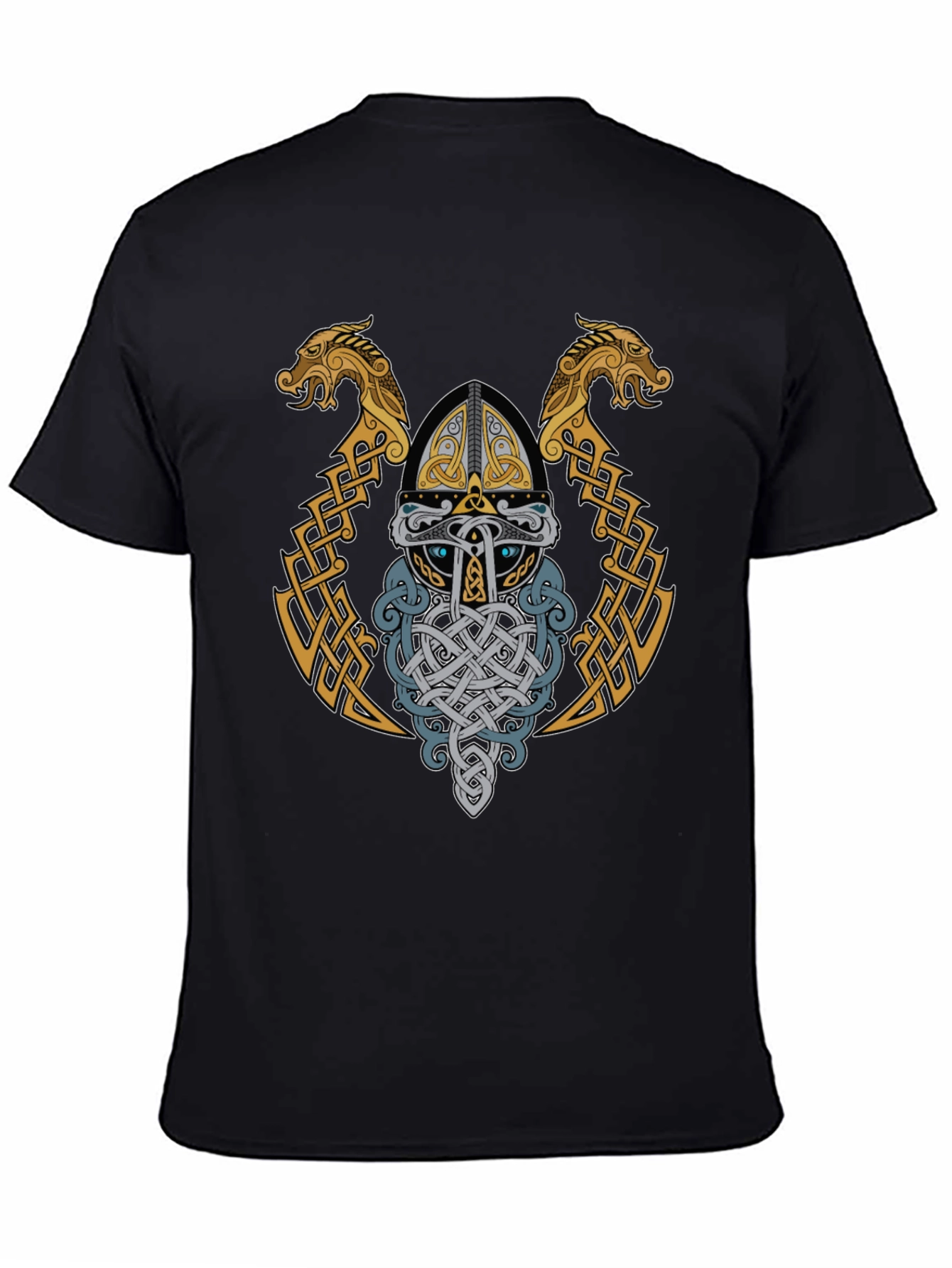 Viking Helmet Graphic T-Shirt - Norse Mythology Art