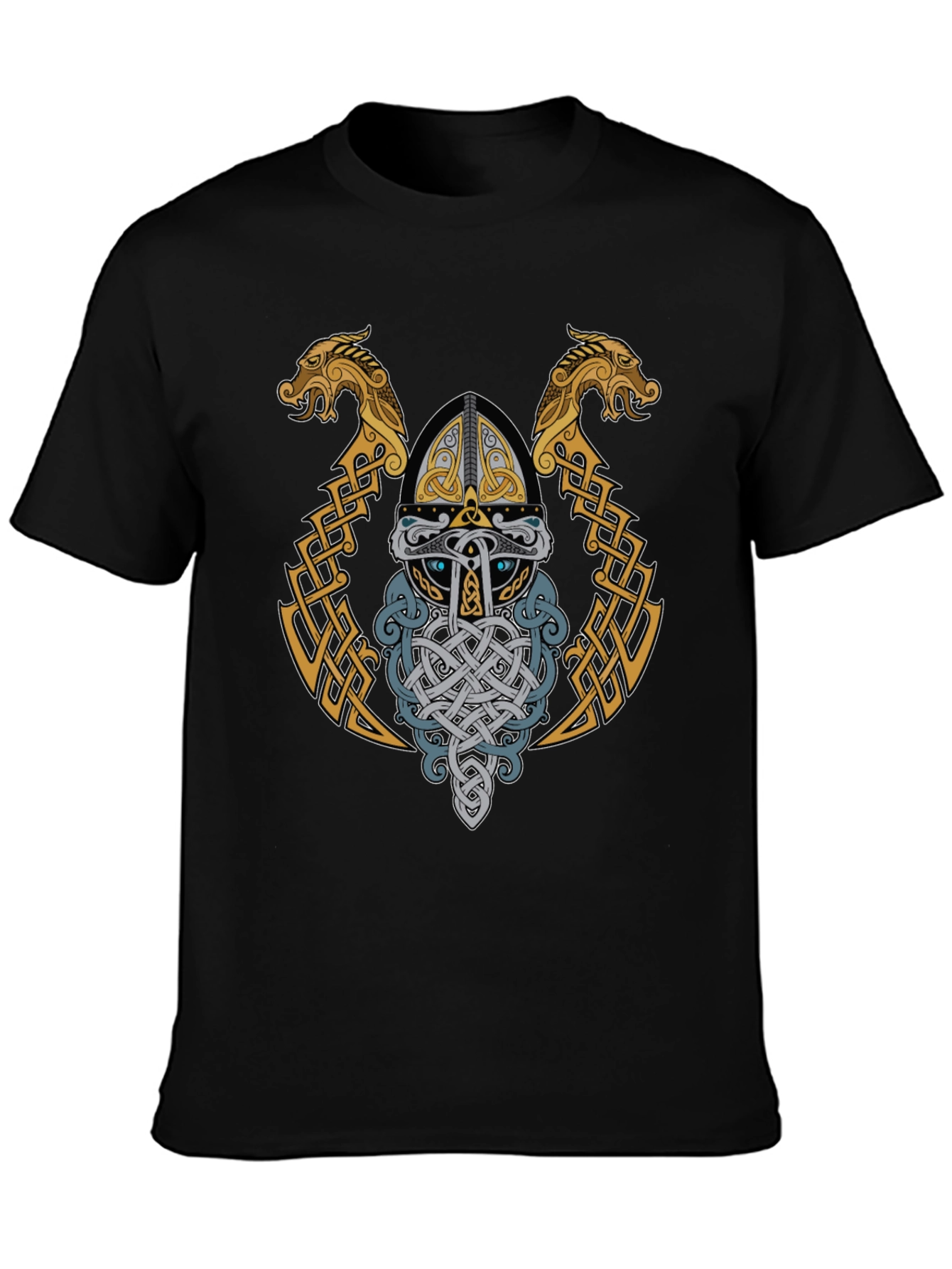 Viking Helmet Graphic T-Shirt - Norse Mythology Art