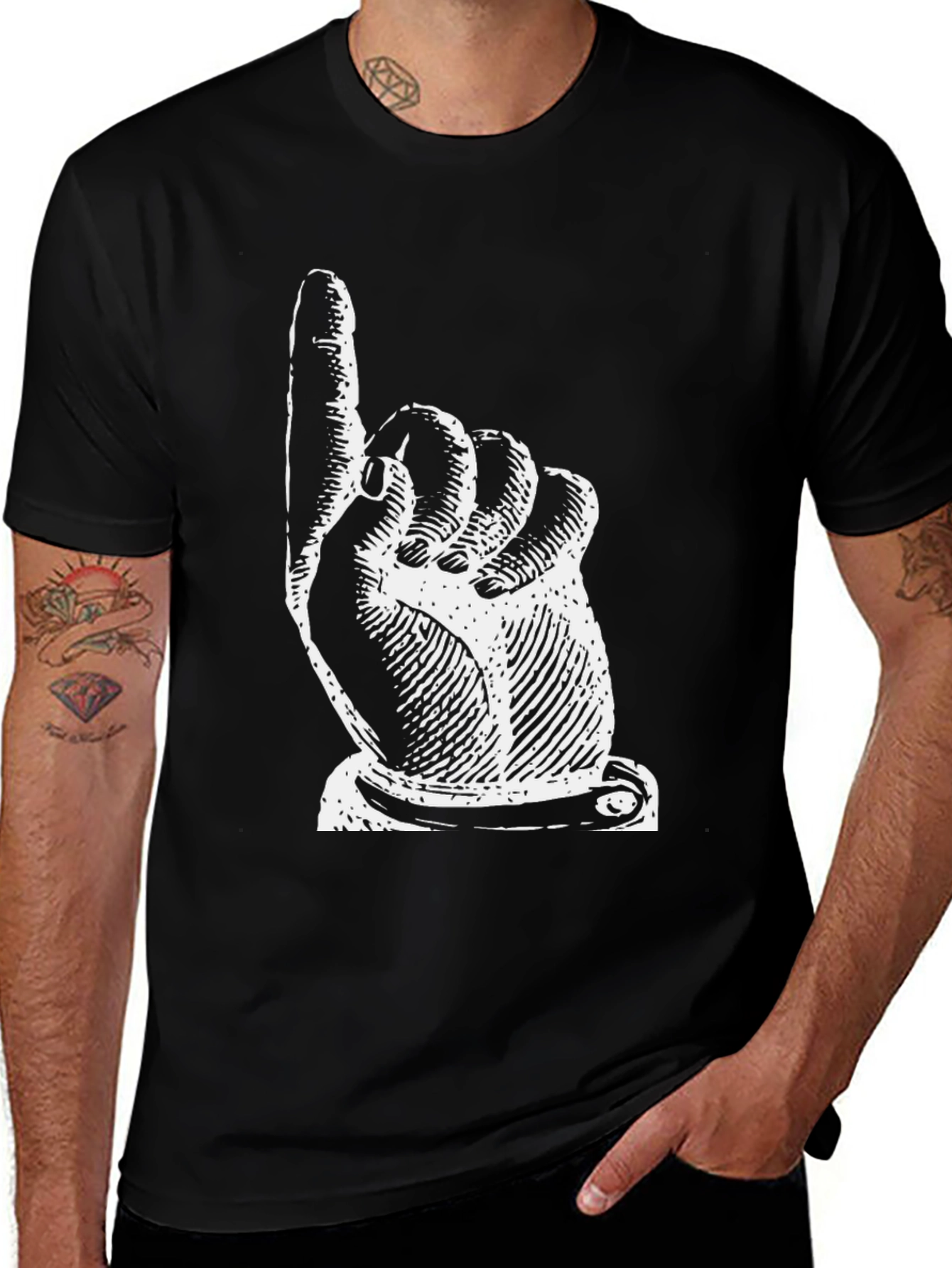 Pointing Finger Graphic T-Shirt