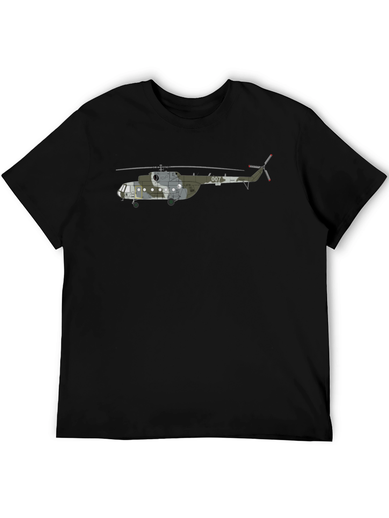 Military Helicopter Graphic Tee - Black