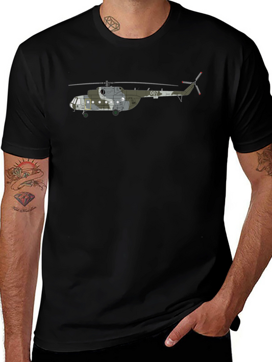 Military Helicopter Graphic Tee - Black