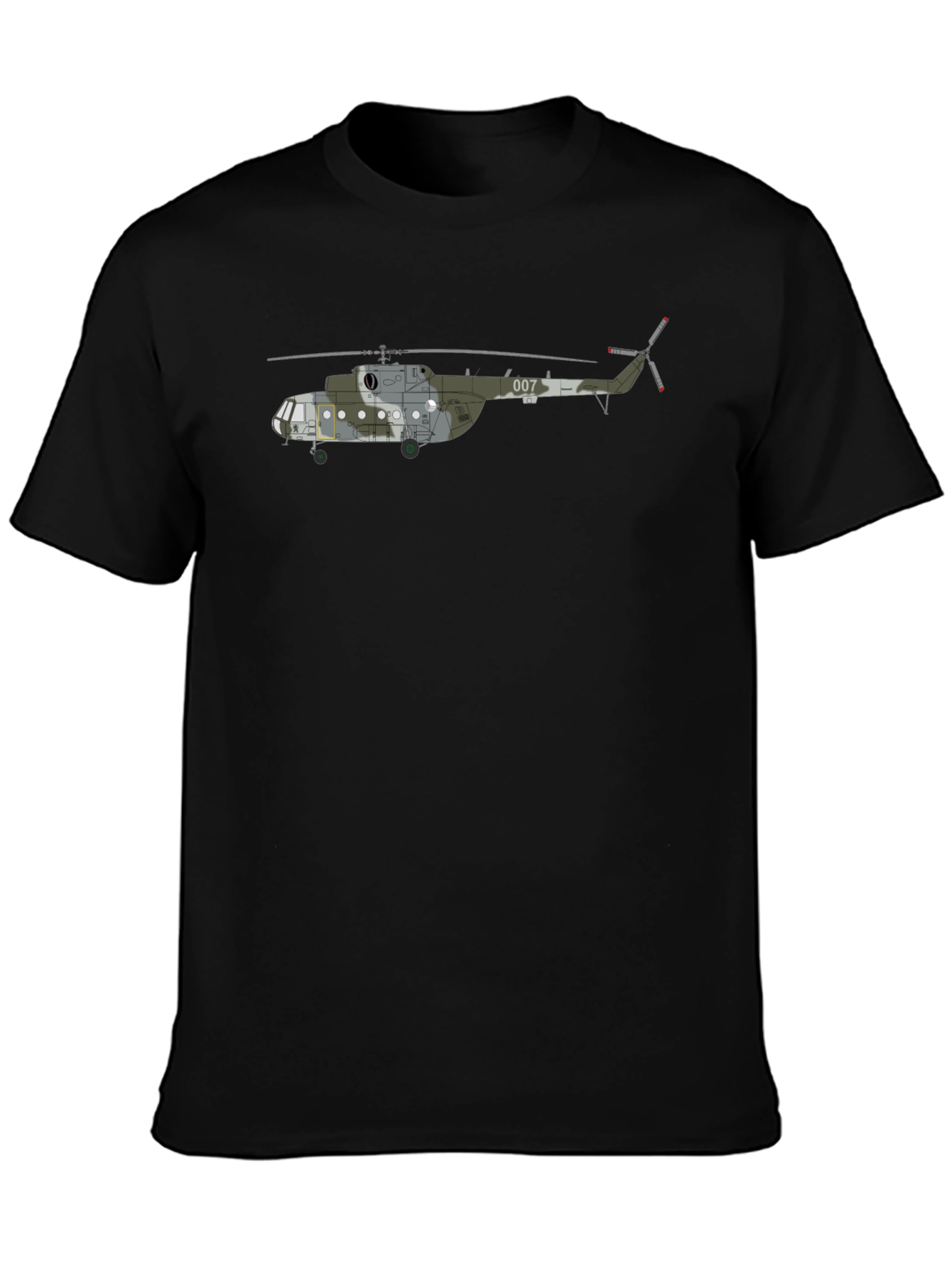 Military Helicopter Graphic Tee - Black