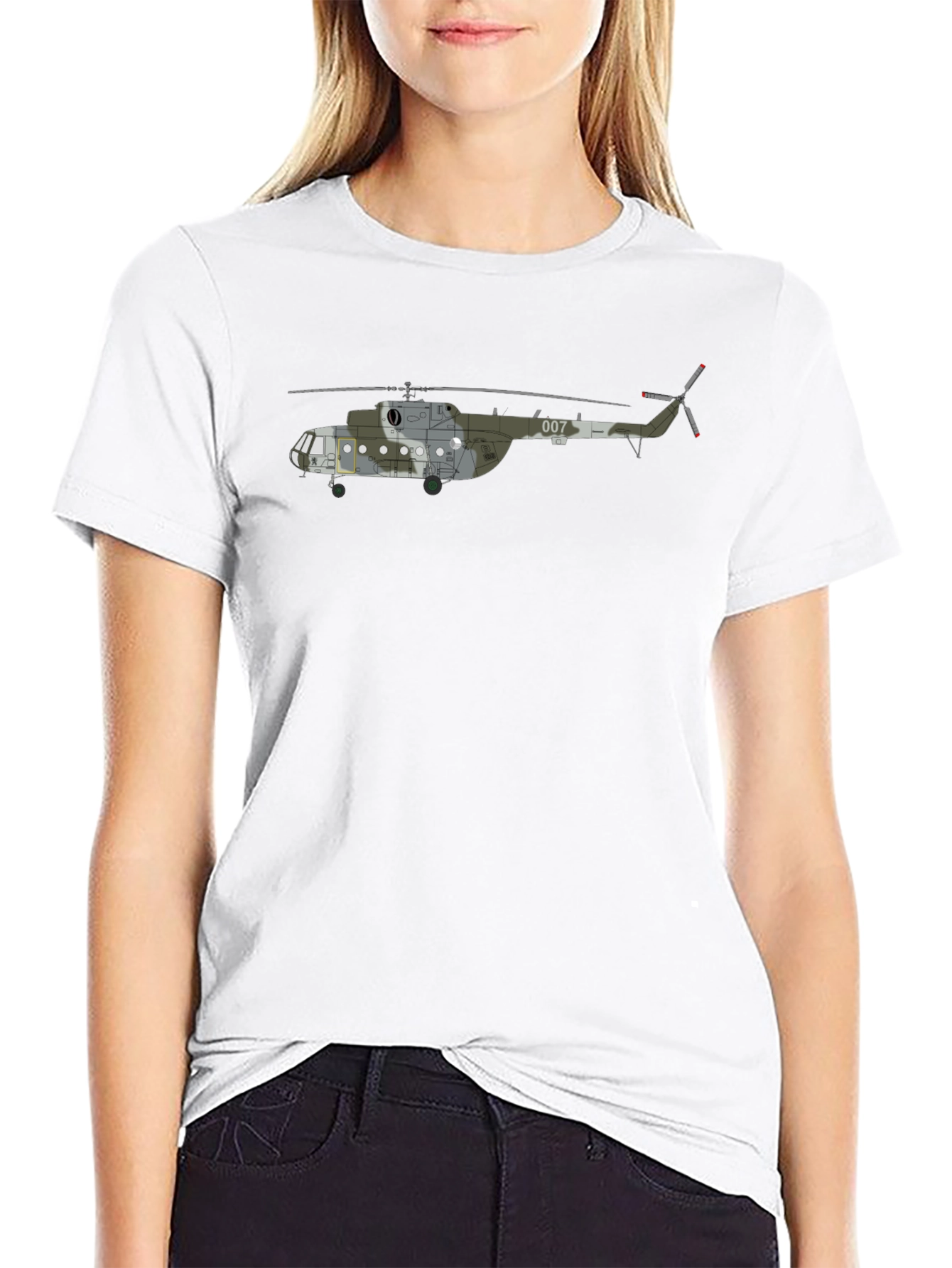 Military Helicopter Graphic Tee - Black