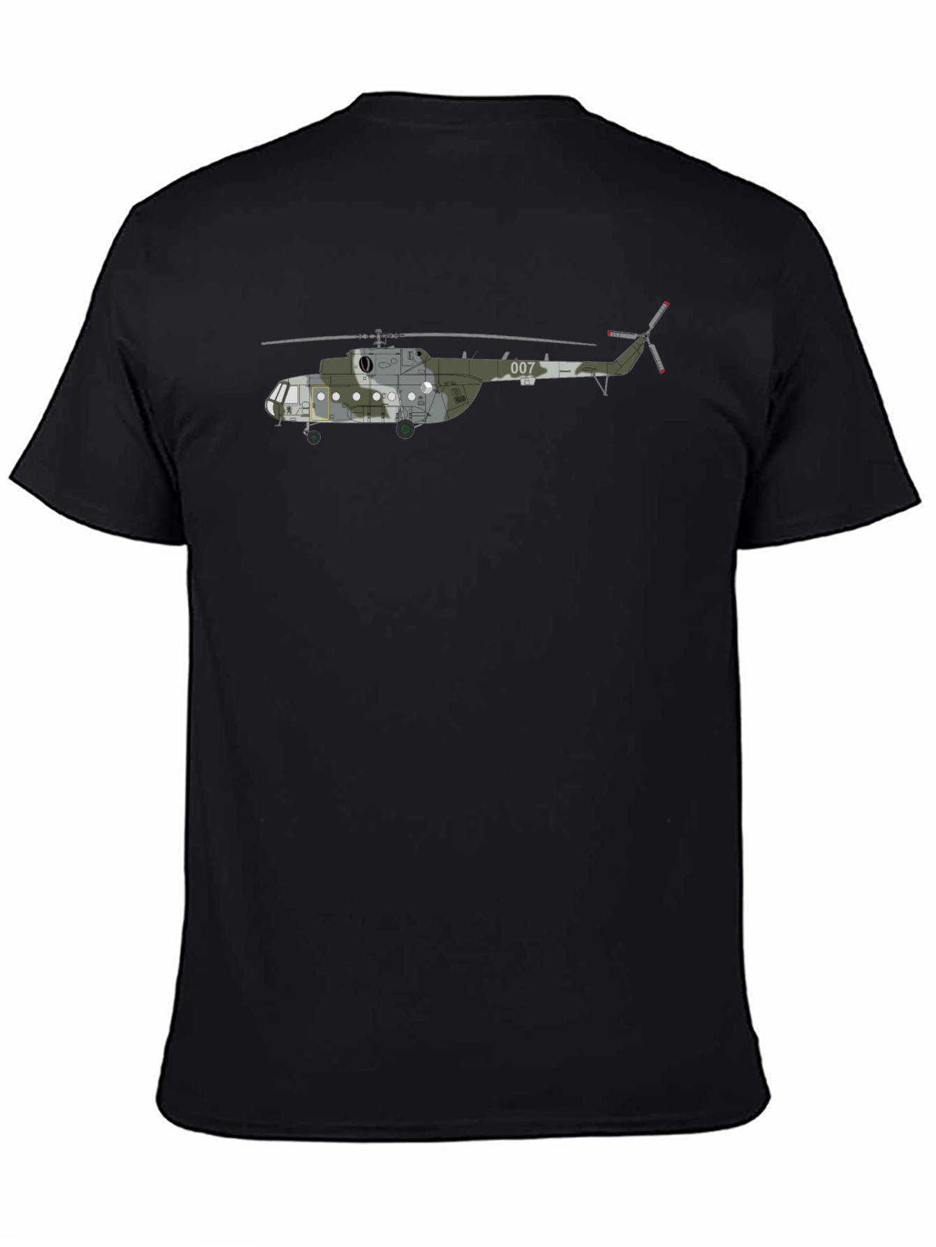 Military Helicopter Graphic Tee - Black