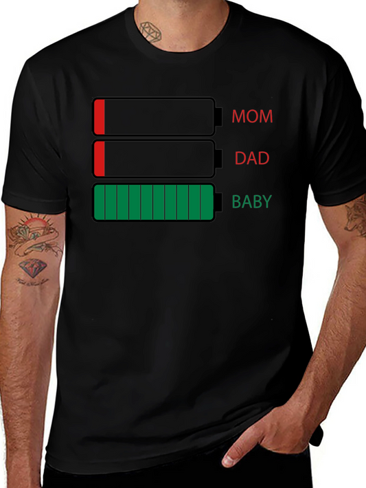 Mom Dad Baby Battery T-Shirt - Family Humor Tee