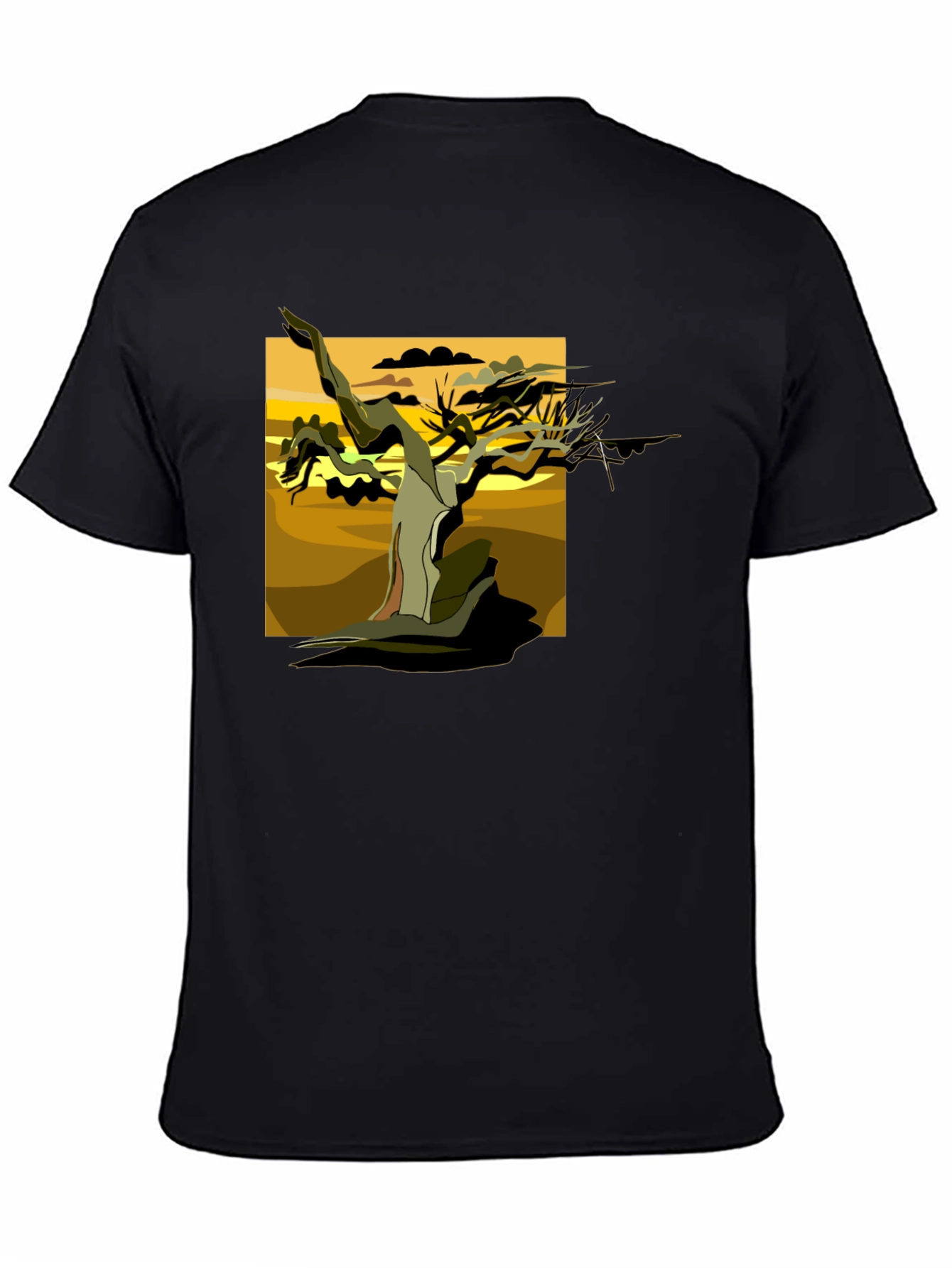 Abstract Tree Graphic Tee - Black