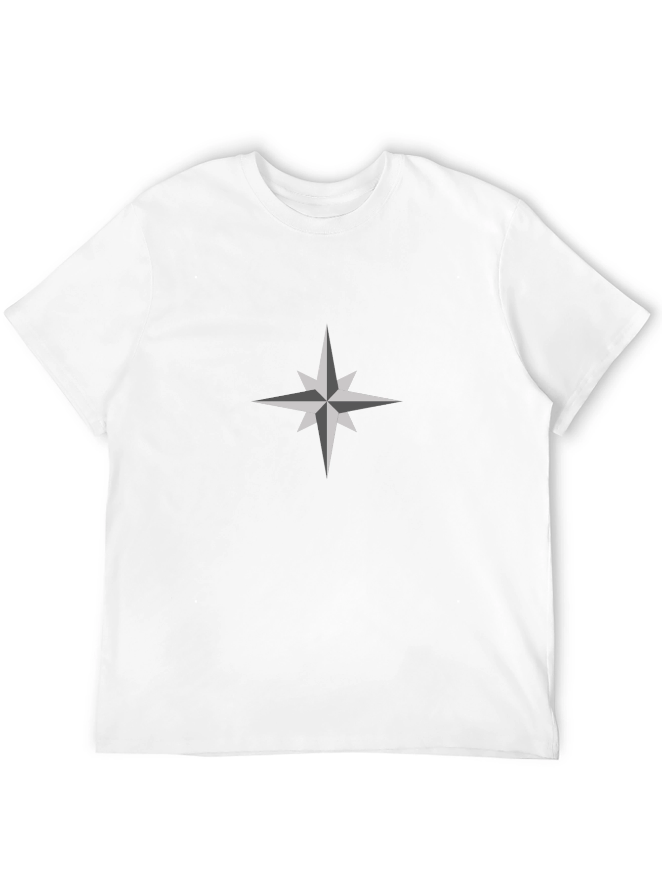 Black T-Shirt with Compass Star Design