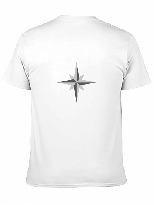 Black T-Shirt with Compass Star Design