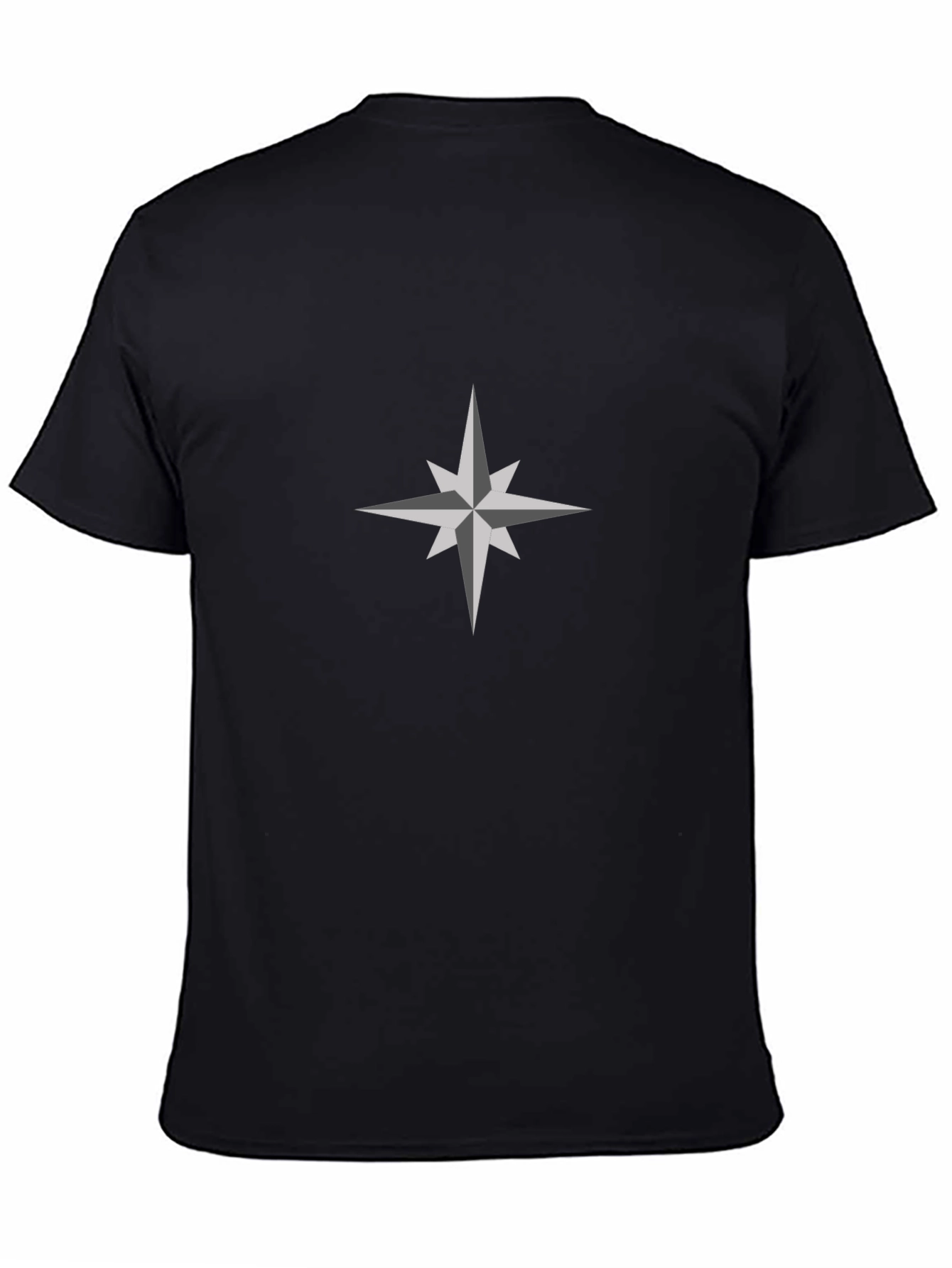 Black T-Shirt with Compass Star Design