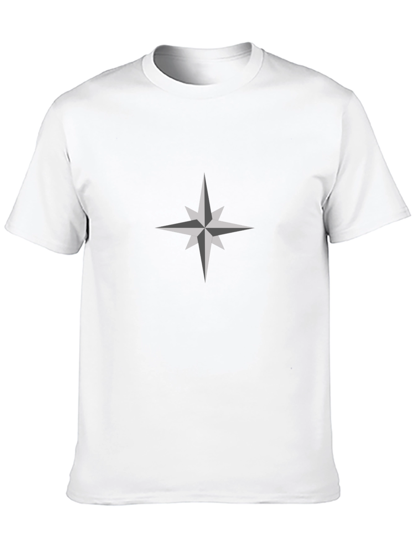 Black T-Shirt with Compass Star Design