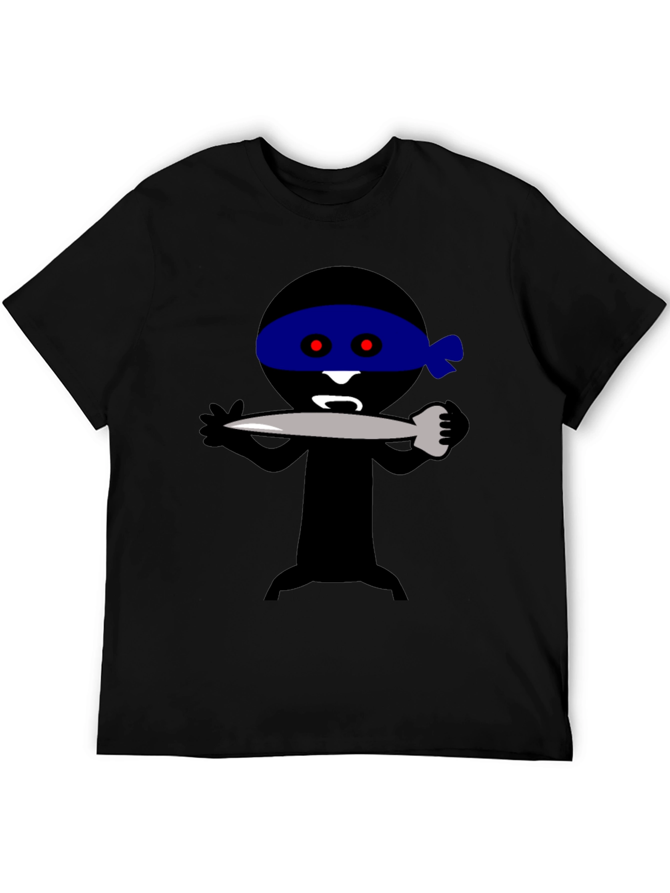 Ninja Cartoon Graphic Tee - Black