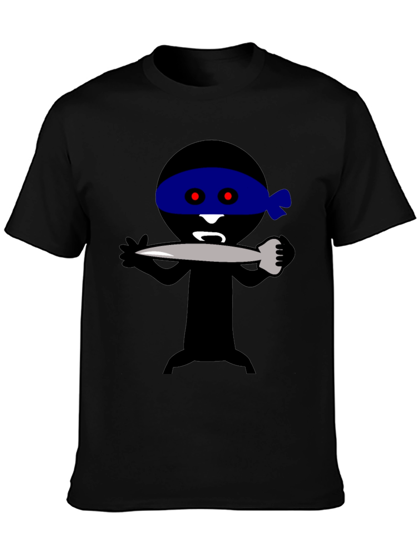 Ninja Cartoon Graphic Tee - Black