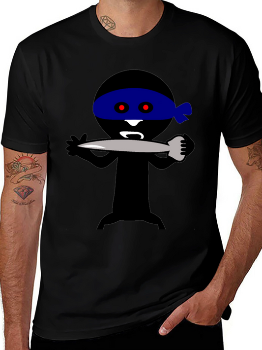Ninja Cartoon Graphic Tee - Black