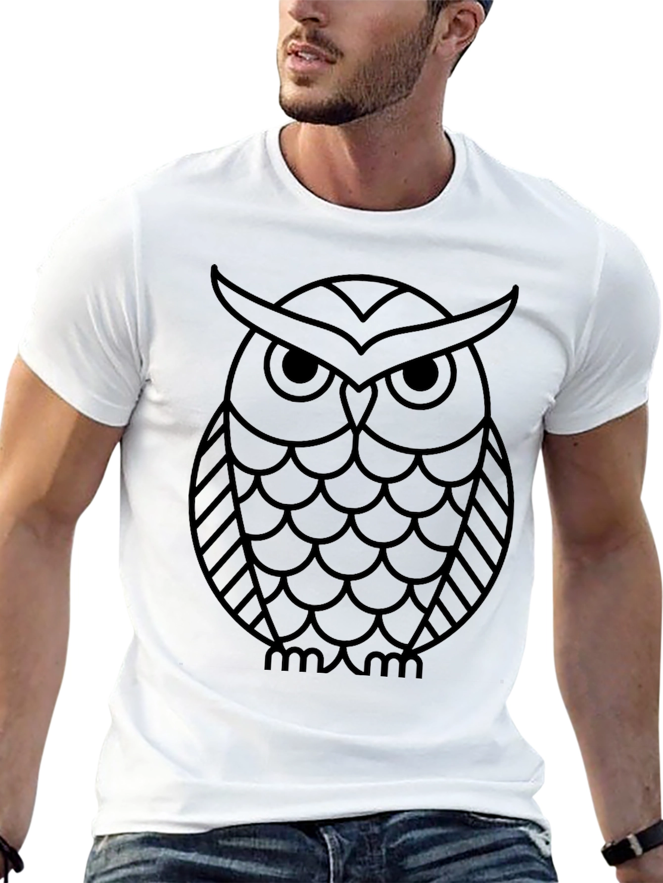 Owl Graphic Tee - Black Cotton Blend T-Shirt
