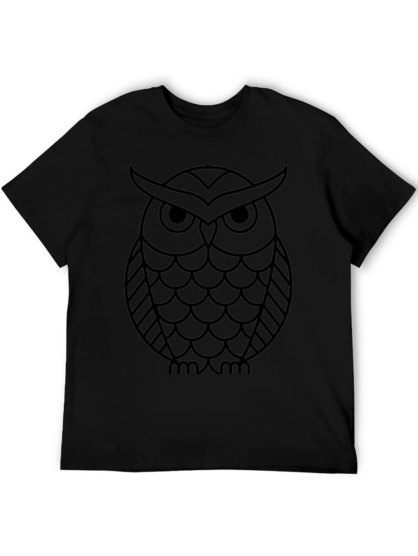 Owl Graphic Tee - Black Cotton Blend T-Shirt