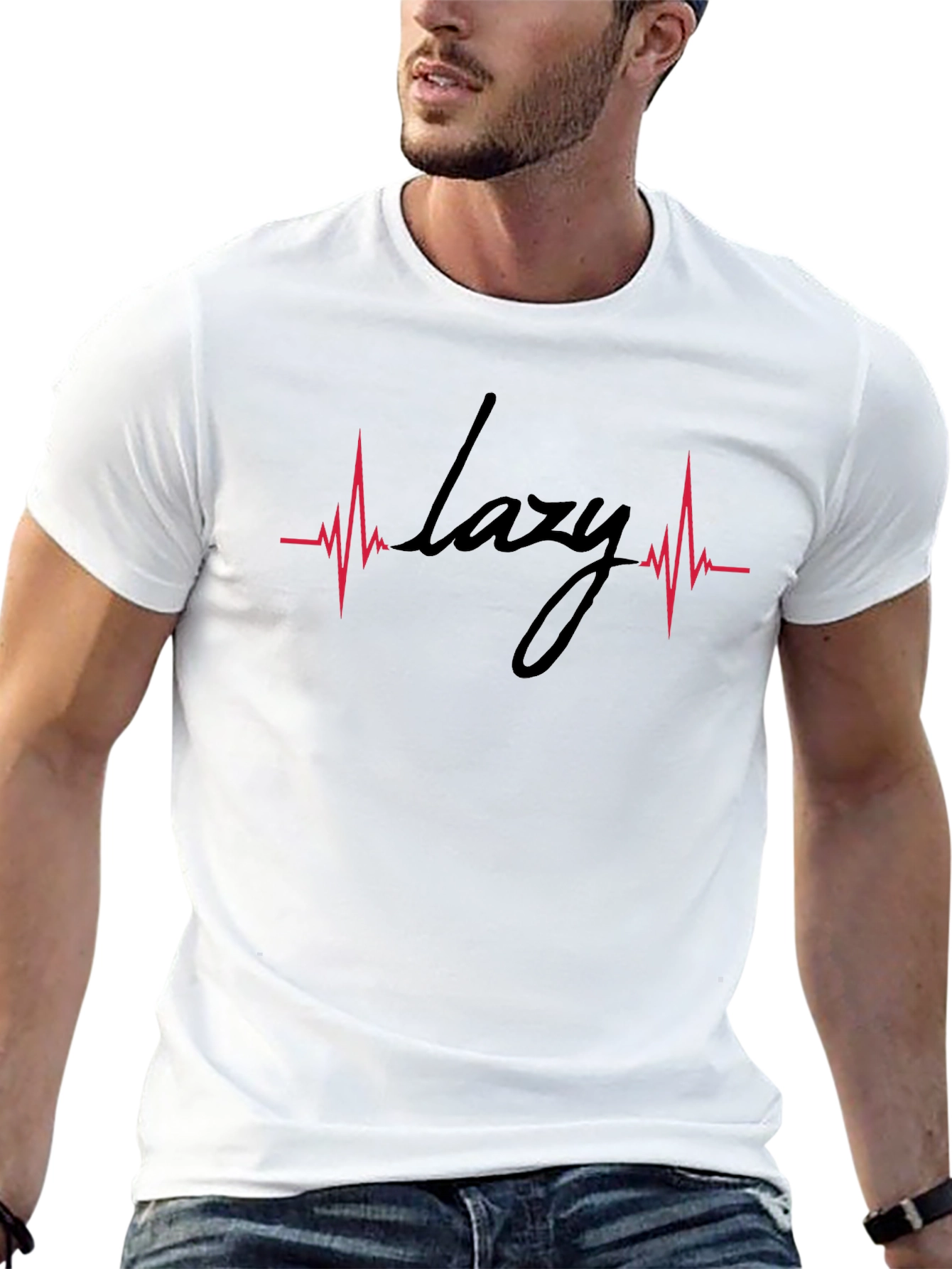 Lazy Heartbeat Graphic Tee - Black Cotton Comfort