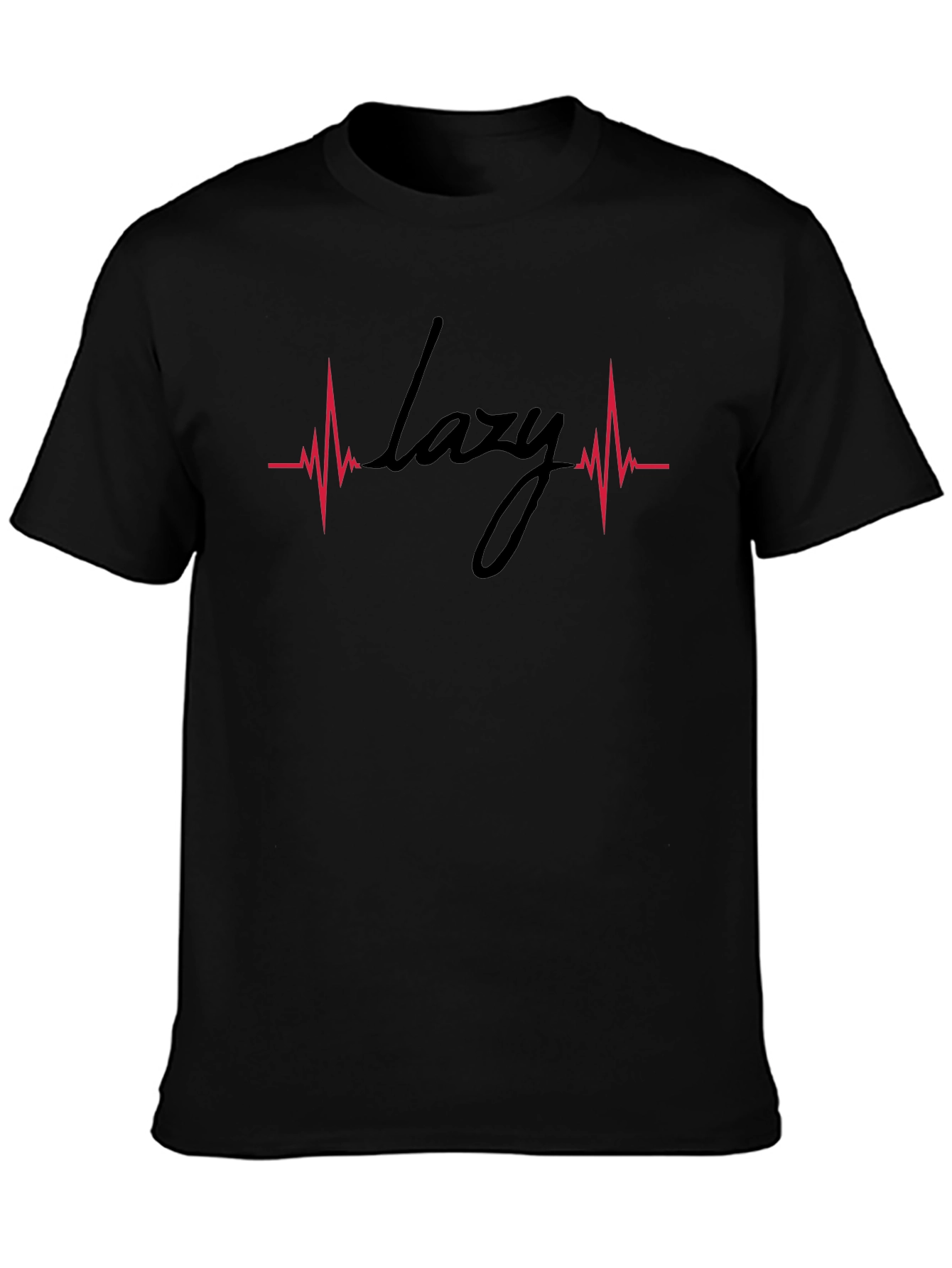 Lazy Heartbeat Graphic Tee - Black Cotton Comfort