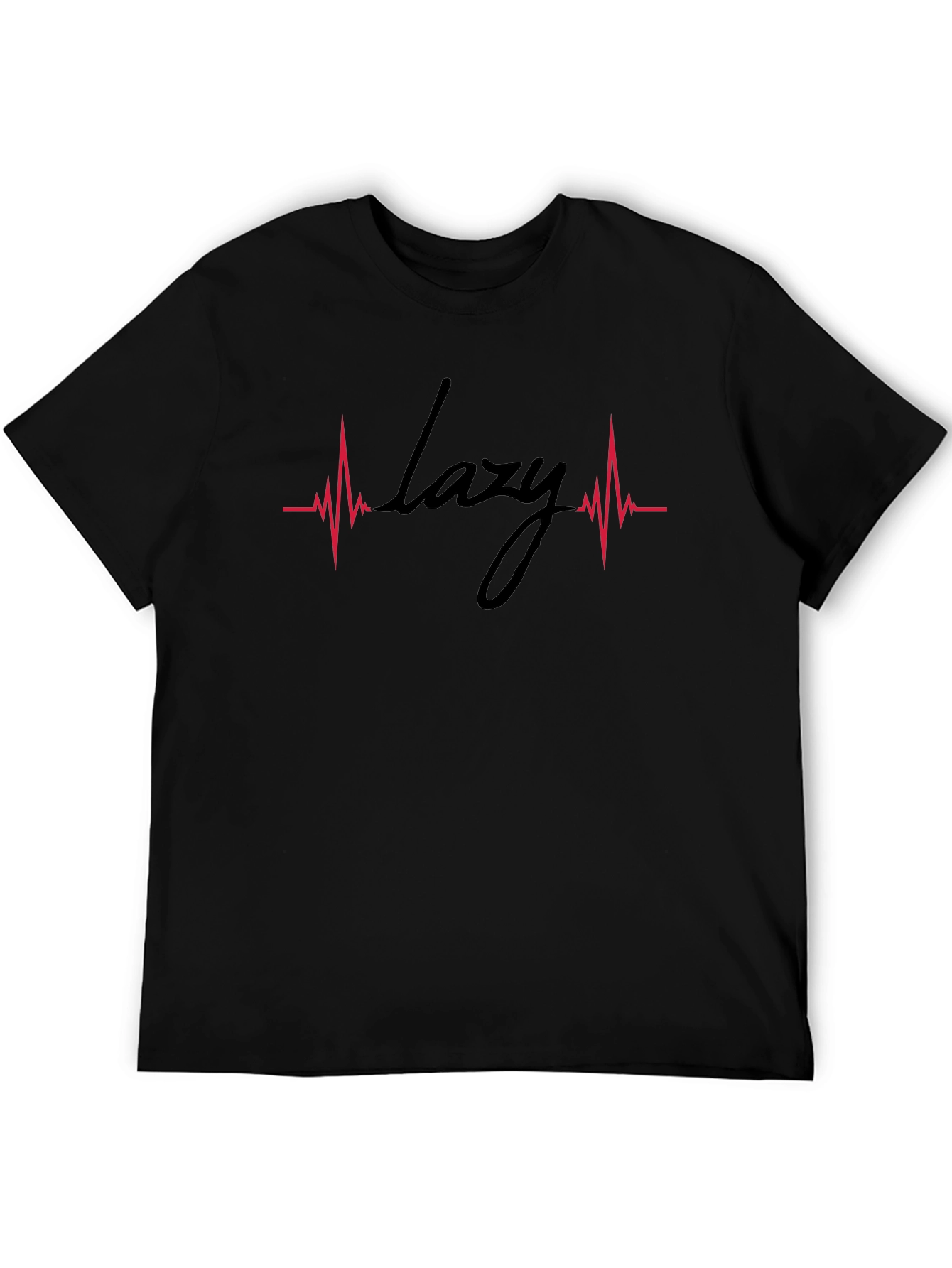 Lazy Heartbeat Graphic Tee - Black Cotton Comfort