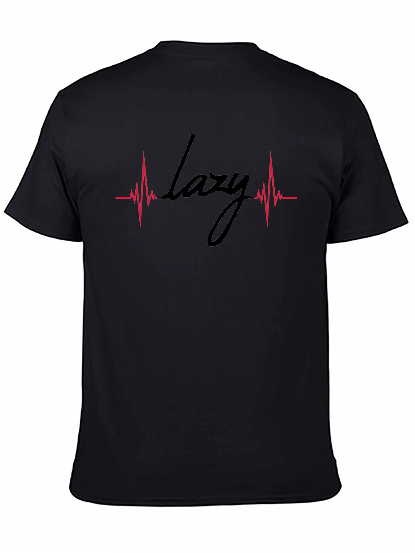 Lazy Heartbeat Graphic Tee - Black Cotton Comfort
