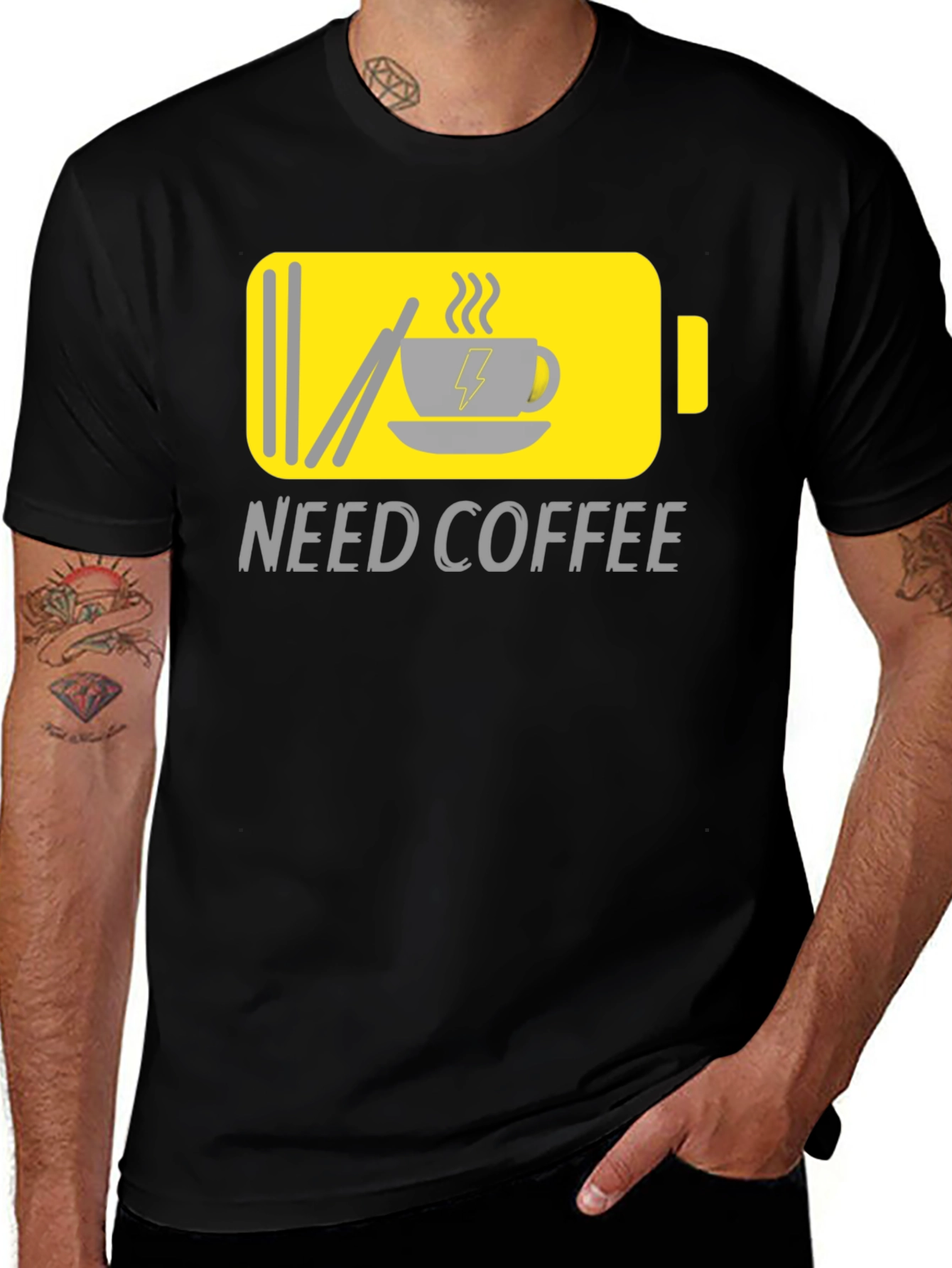 Need Coffee Graphic Tee - Low Battery Mode