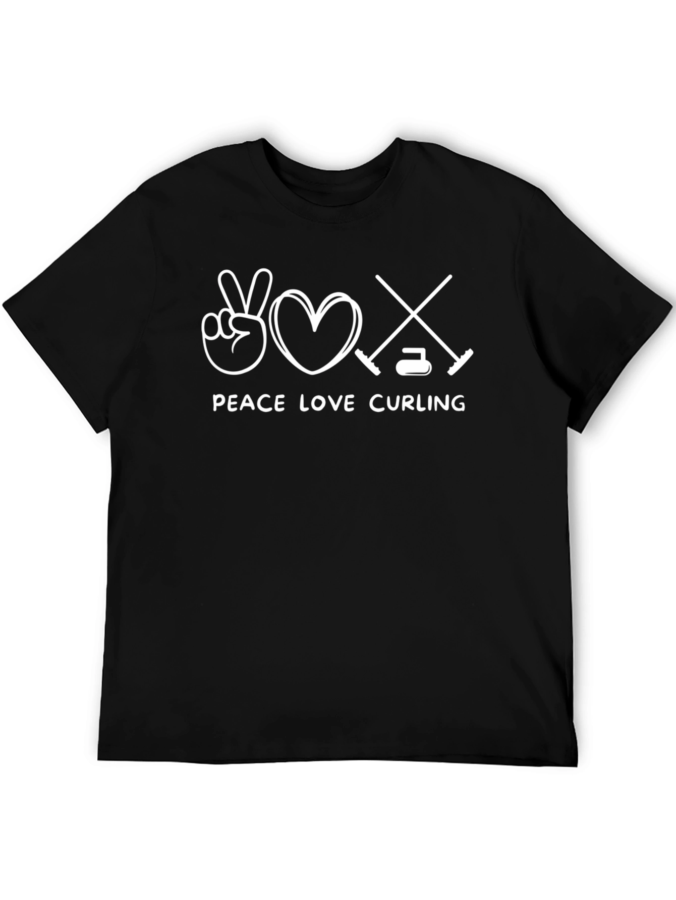 Peace Love Curling T-Shirt Black