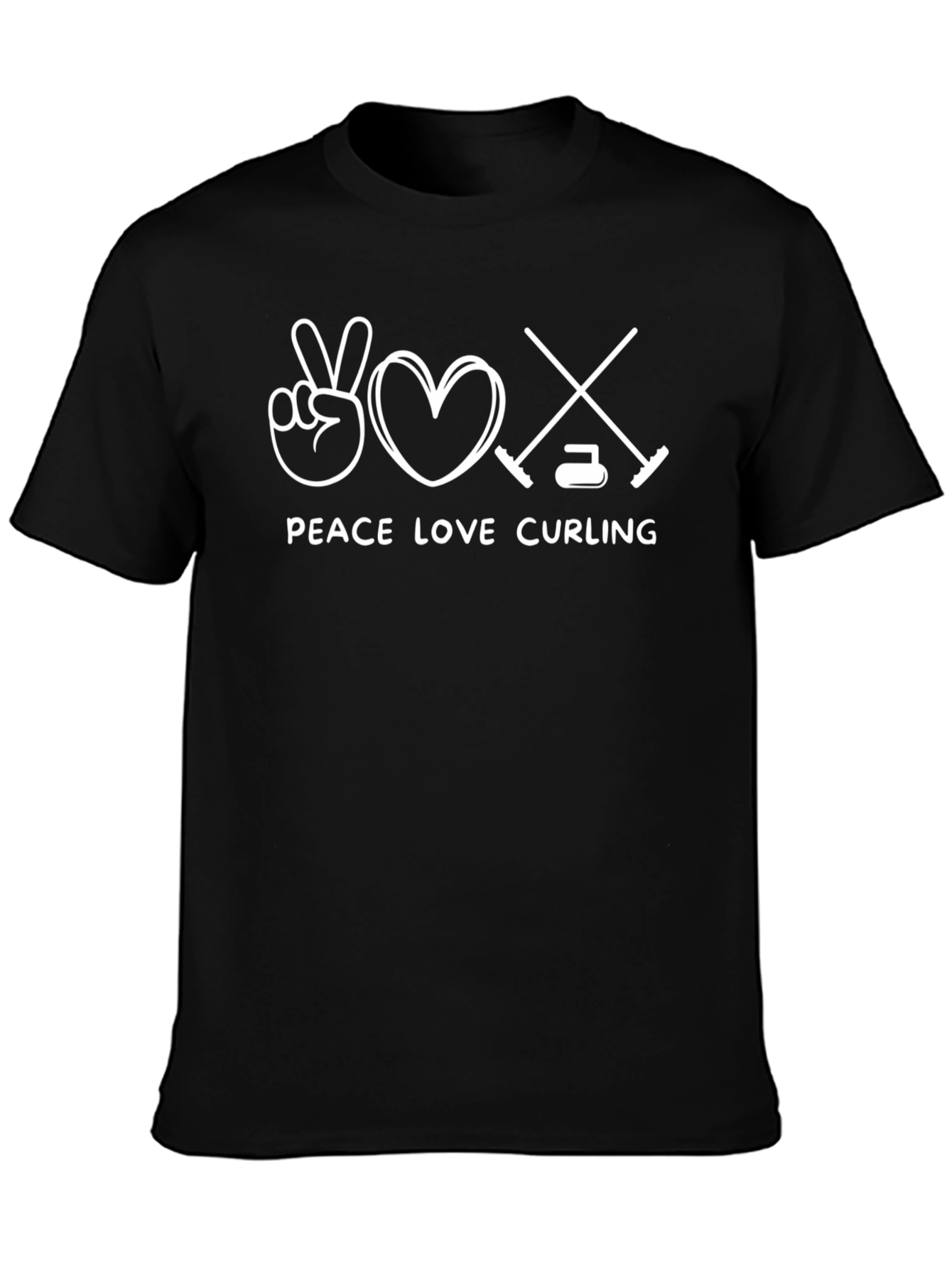 Peace Love Curling T-Shirt Black