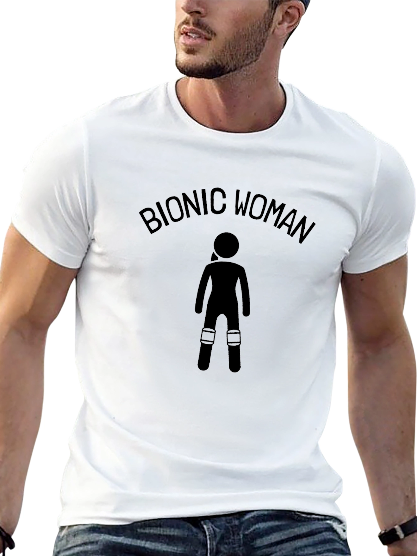 Bionic Woman Graphic Tee - Black Cotton T-Shirt
